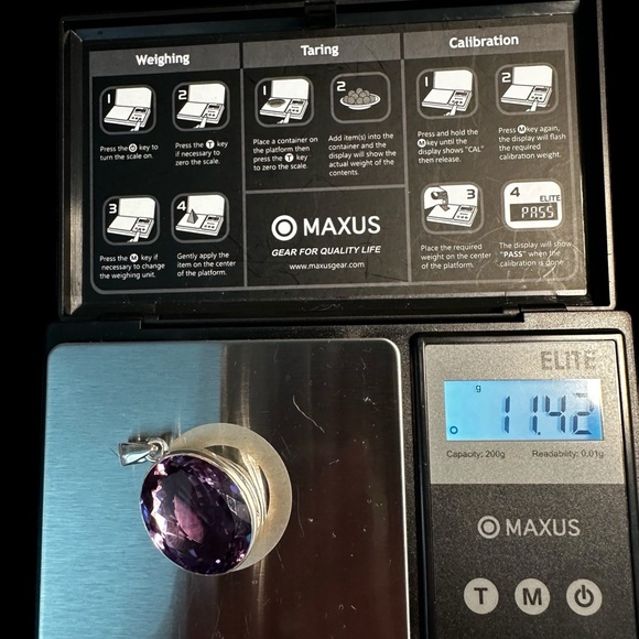 Large Oval Amethyst Sterling Silver Necklace - Picture 12 of 14